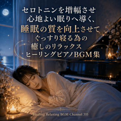 A collection of soothing and relaxing healing piano background music that amplifies serotonin and leads to a pleasant sleep, improving the quality of sleep and ensuring a good night's sleep. (2026 Remaster) Front Cover