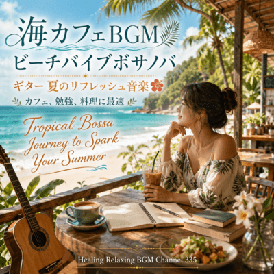 Sea Cafe BGM Beach Vibration Bossa Guitar Refresh Music Cafe, Study and Cooking Tropical Bossa Journey To Spark Your Summer (2026 Remaster) Front Cover