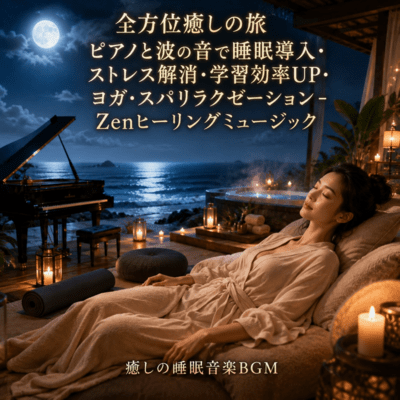 All -sided healing travel piano and waves, sleep introduction, stress relieving, learning efficiency up, yoga, spalaxation -ZEN healing music (2026 Remaster) Front Cover