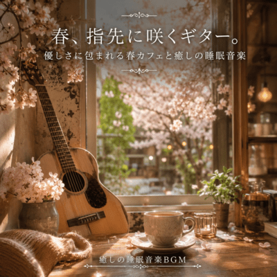 Experience the guitar blooming at your fingertips this spring. Enjoy the soothing sleep music at a gentle spring cafe. (2026 Remaster) Front Cover