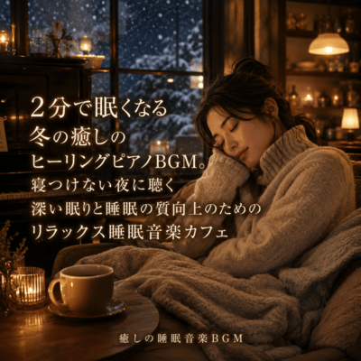 Healing Winter Piano BGM to induce sleepiness in just 2 minutes. Listen on sleepless nights for deep sleep and improved sleep quality from Relaxing Sleep Music Cafe. (2026 Remaster) Front Cover