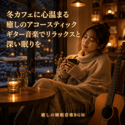 Relax and enjoy a deep sleep with the heartwarming acoustic guitar music at a cozy winter cafe (2026 Remaster) Front Cover
