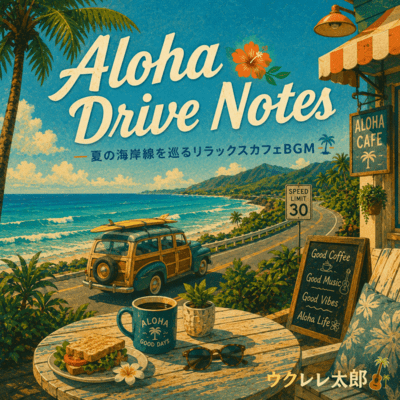 Aloha Drive Notes Relaxing Café BGM for Summer Coastal Roads Front Cover