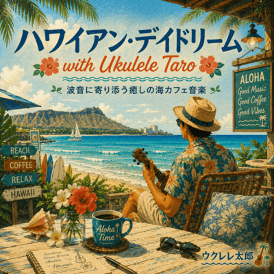 Hawaiian Daydream with Ukulele Taro Healing Seaside Café Music with Ocean Waves Front Cover
