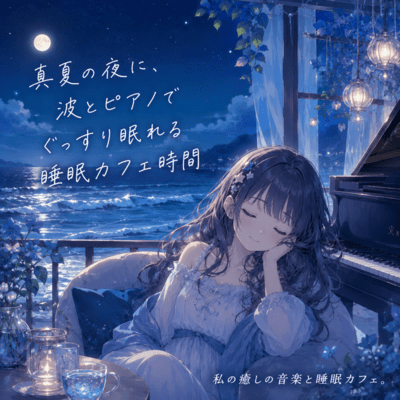 Summer Night Ocean Piano - Deep Sleep Cafe Front Cover