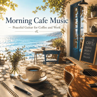 Morning Cafe Music - Peaceful Guitar for Coffee and Work Front Cover
