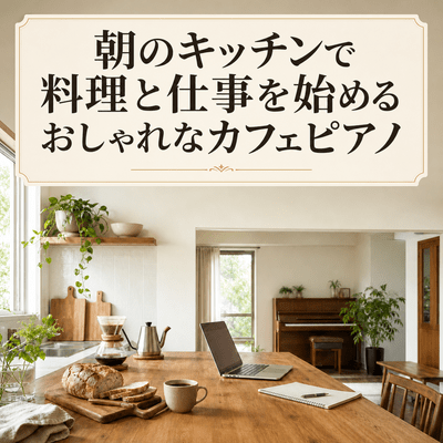 Stylish Cafe Piano for Cooking and Working in the Morning Front Cover