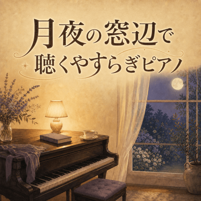 Peaceful Piano by the Window on a Moonlit Night Front Cover