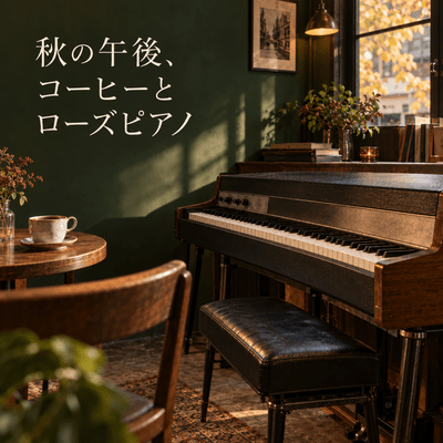 Autumn Afternoon Coffee and Rhodes Piano Front Cover