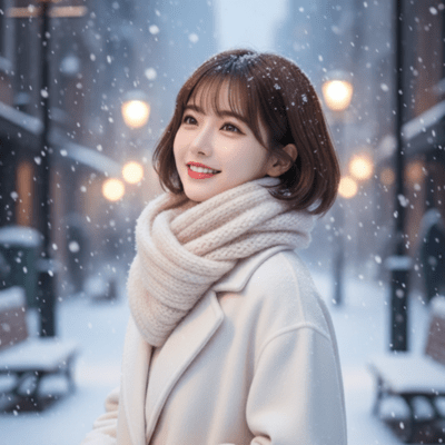 Happy lovers in the snow Front Cover