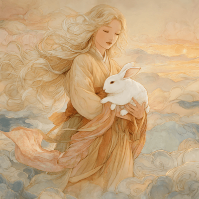 White Hare in Dewlight (original) Front Cover