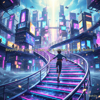 Beyond the stairs I dash up, a vibrant future is waiting Front Cover