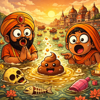Indians pooping in the Ganges2 Front Cover