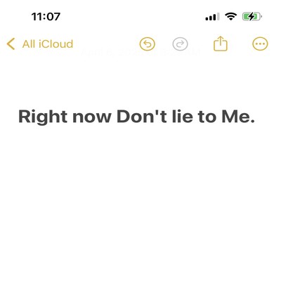 Right now Don't lie to Me Front Cover