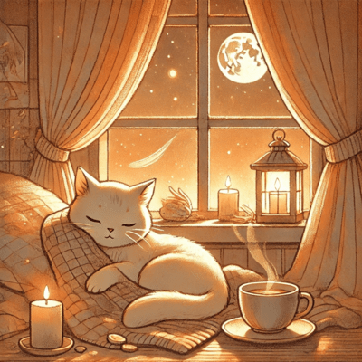 Relaxing Night Cat Front Cover