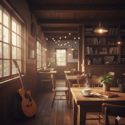 Acoustic BGM from a Cozy Wooden Cafe Front Cover