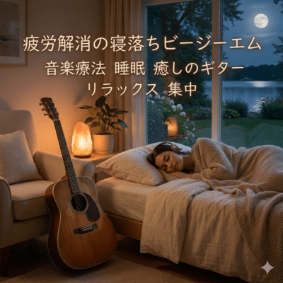 疲労解消の寝落ちビージーエム 音楽療法 睡眠 癒しのギター リラックス 集中のジャケット写真
