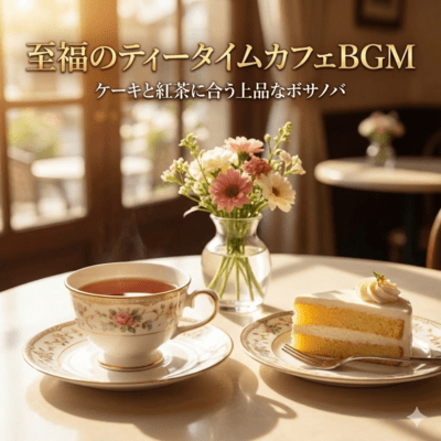 Blissful Teatime Cafe BGM Elegant Bossa Nova for Cake and Tea Front Cover