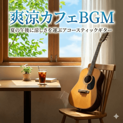 爽涼カフェBGM 夏の午後に涼しさを運ぶアコースティックギターのジャケット写真