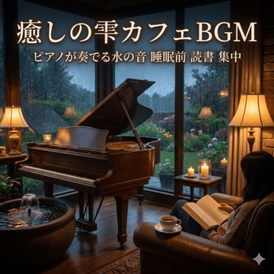 癒しの雫カフェBGM ピアノが奏でる水の音 睡眠前 読書 集中のジャケット写真