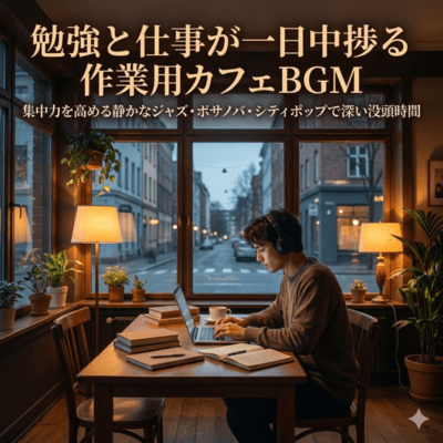 勉強と仕事が一日中捗る作業用カフェBGM|集中力を高める静かなジャズ・ボサノバ・シティポップで深い没頭時間のジャケット写真