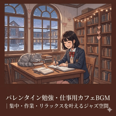 バレンタイン勉強・仕事用カフェBGM|集中・作業・リラックスを叶えるジャズ空間のジャケット写真