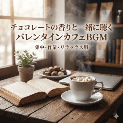 チョコレートの香りと一緒に聴くバレンタインカフェBGM|集中・作業・リラックス用のジャケット写真