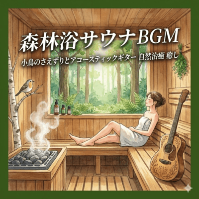 森林浴サウナBGM 小鳥のさえずりとアコースティックギター 自然治癒 癒しのジャケット写真