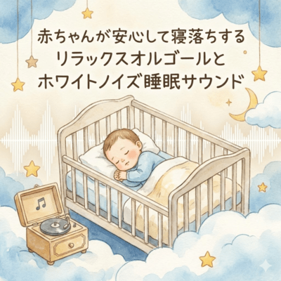 赤ちゃんが安心して寝落ちするリラックスオルゴールとホワイトノイズ睡眠サウンドのジャケット写真