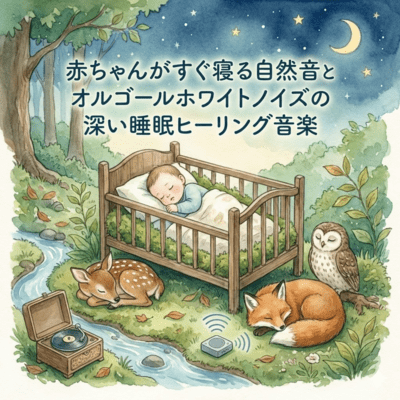 赤ちゃんがすぐ寝る自然音とオルゴールホワイトノイズの深い睡眠ヒーリング音楽のジャケット写真