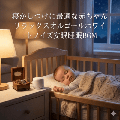 寝かしつけに最適な赤ちゃんリラックスオルゴールホワイトノイズ安眠睡眠BGMのジャケット写真