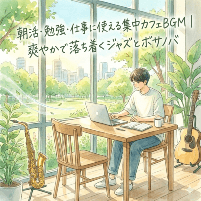 朝活・勉強・仕事に使える集中カフェBGM|爽やかで落ち着くジャズとボサノバのジャケット写真