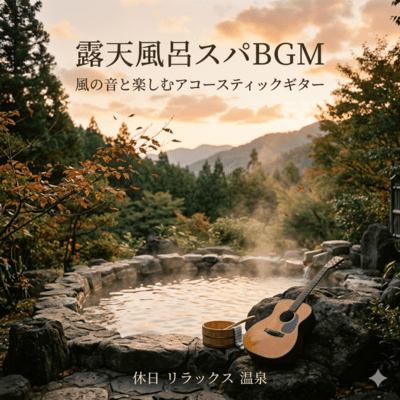 露天風呂スパBGM 風の音と楽しむアコースティックギター 休日 リラックス 温泉のジャケット写真