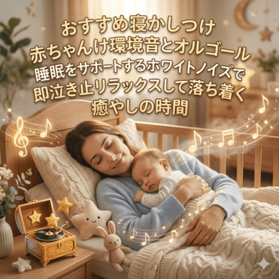 おすすめ寝かしつけ環境音とオルゴール赤ちゃんの睡眠をサポートするホワイトノイズで即泣き止むリラックスして落ち着く癒やしの時間のジャケット写真