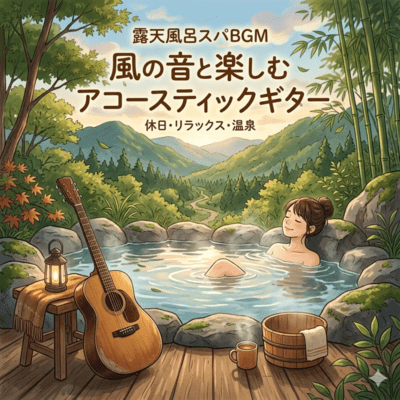 露天風呂スパBGM 風の音と楽しむアコースティックギター 休日 リラックス 温泉のジャケット写真