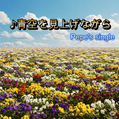 青空を見上げながらのジャケット写真