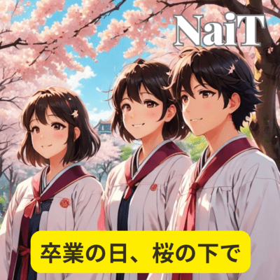 卒業の日、桜の下でのジャケット写真