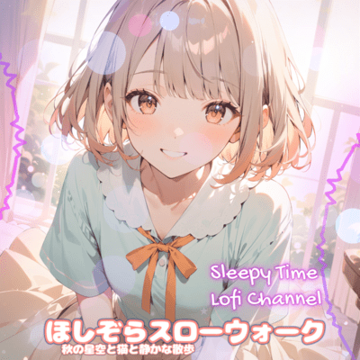 Hoshizora Slow Walk Calm Autumn Starry Night Stroll with a Cat Front Cover