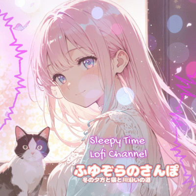 ふゆぞらのさんぽ 冬の夕方と猫と川沿いの道のジャケット写真