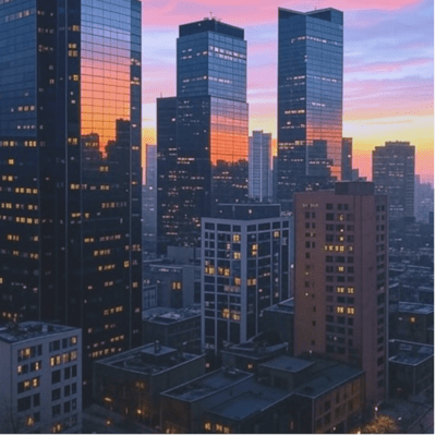 夕陽落ちる ビルの影のジャケット写真