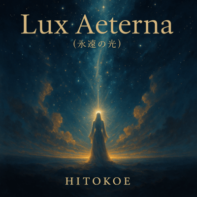 "Lux Aeterna" is a Latin ballad about eternal light and love that guide the soul through darkness. With a mystical and solemn tone, it expresses warmth, hope, and timeless strength. Front Cover