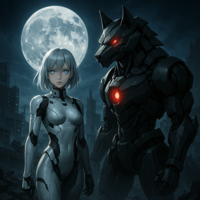 Guardians Beneath the Moon Yuzu and the Mecha Wolf Front Cover