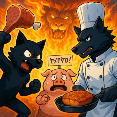 "Orc Emperor: Last Meat" "Kuroi Wanko" and "BLACK WOLF." Front Cover