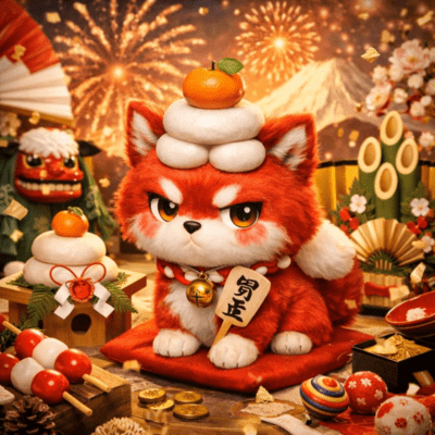 Tsundere Red Mochi Dog: "It's Not Like I'm Happy About New Year or Anything!" Front Cover
