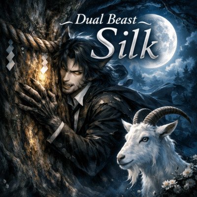 "Dual Beast Silk ~ The Sacred Tree and the Goat at Night ~ " Front Cover