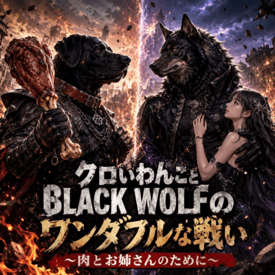 "Kuroi Wanko and BLACK WOLF's Wonderful Battle ~For Meat and Beautiful Ladies~ " Front Cover