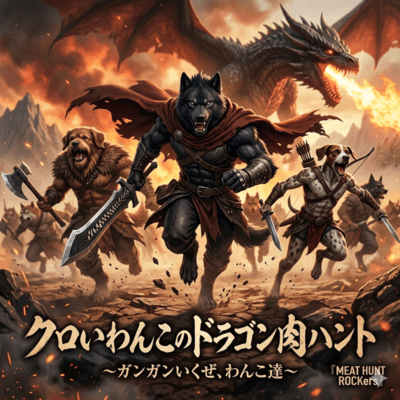 "Kuroiwanko's Dragon Meat Hunt: Let's Go Full Power, Wanko Warriors!" Front Cover