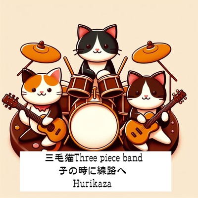 Calico cat three piece band railway in midnight Front Cover