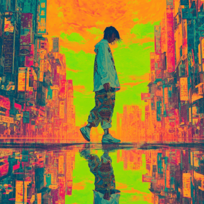 Between Neon Lime and Tangerine Front Cover