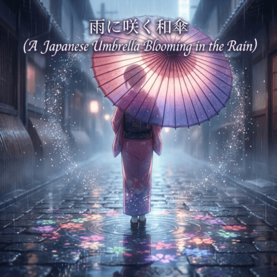 A Japanese Umbrella Blooming in the Rain Front Cover